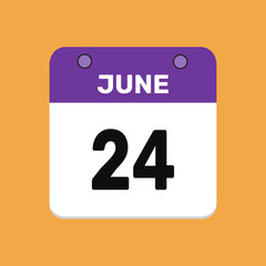 24 june calender icon text page monthly web design.