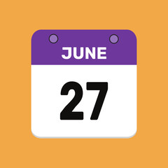 27 june calender icon text page monthly web design.