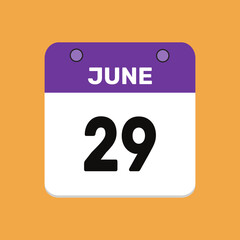 29 june calender icon text page monthly web design.