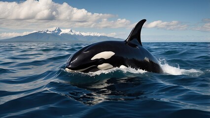 Fototapeta premium Orca Whale Underwater – Powerful Black and White Marine Predator