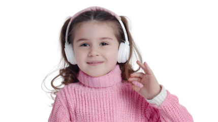 Professional Portrait of Joyful Girl in Pink Turtleneck Sweater Smiling Happily