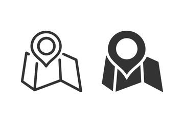 Map with location marker pin icon. Suitable for use in web design, mobile applications, presentations