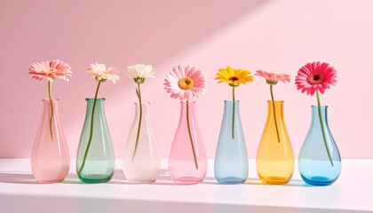美しい花のアレンジメント、パステルカラーの淡い色の花瓶