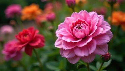 Late blooming flowers in a garden, intricate petal arrangement , environment, organic