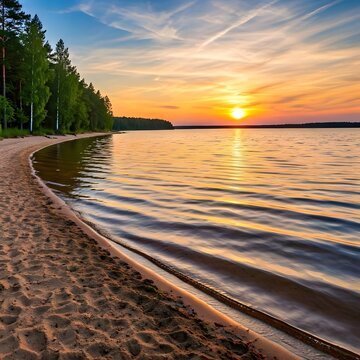 Scenic Narach Lake, Belarus