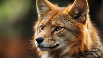 Close-Up Portrait of Golden Jackal in Natural Habitat