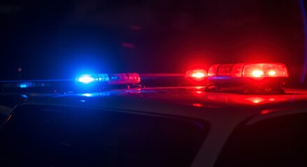 Police car lights at night