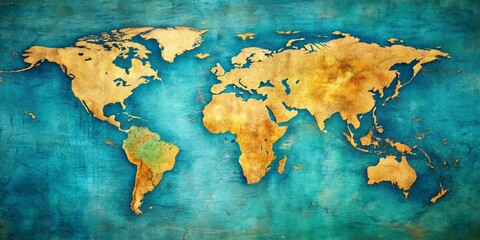 Serene World Map: Geography Exploration Background Stock Photo