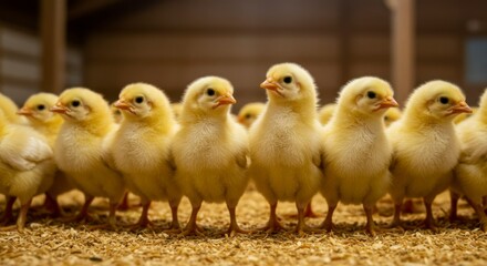 Fototapeta premium Baby chicks in row