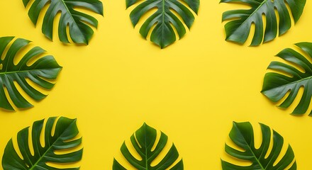 Naklejka premium Sunshine's Embrace: Tropical Green AI Generated