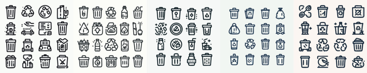 Collection of modern recycle bin vector icons
