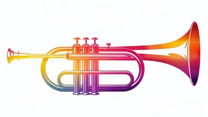 Naklejka premium Silhouette of Trumpet Musical Instrument, Isolated on White Background, Studio Shot