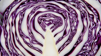Obraz premium Vibrant Red Cabbage Cross Section Close Up Detailed Texture
