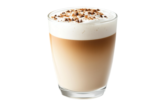 Cup of aromatic hot coffee on color background, top view