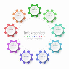 Infographic 9 options design elements for your business data. Vector Illustration.