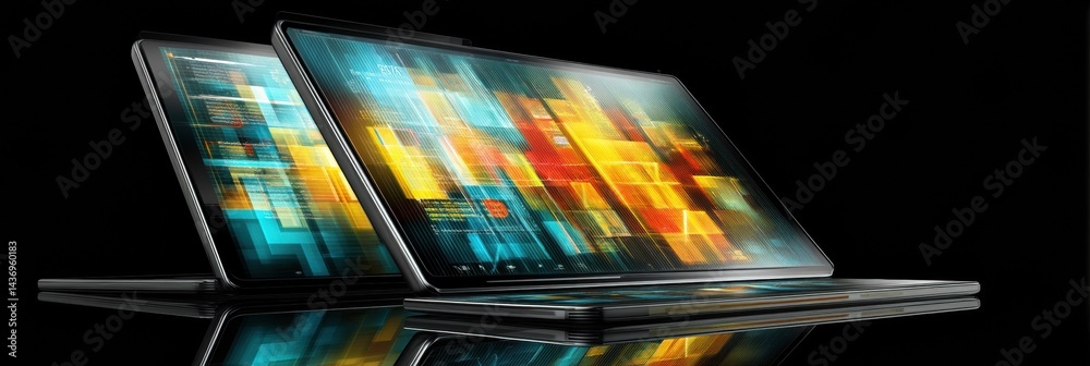 Fototapete foldable touchscreen tablet seamlessly transforms into a laptop with innovative design and vibrant d