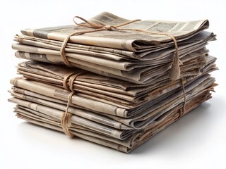 Stack of Old Newspapers, Isolated Cutout with Shadow, PNG File