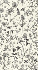 Botanical Linework Reverie AI Generated