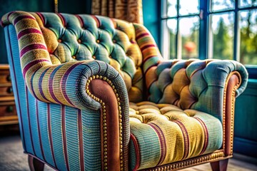 Obraz premium Stylish Modern Living Room Interior Design with Luxurious Armchair - Macro Photography Detail