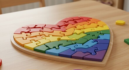 Rainbow Heart Puzzle AI Generated