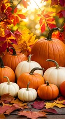 Naklejka premium Autumn's Golden Harvest AI Generated