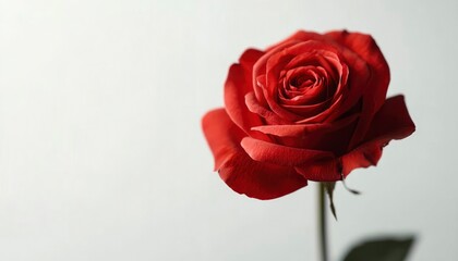 Close-up red rose against white