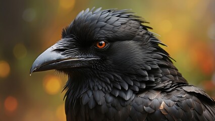 Naklejka premium Close-Up of a Black Crow Standing Outdoors in Daylight