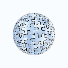 Jigsaw puzzle globe sphere. Vector isolated on white background