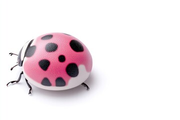 Fototapeta premium Pink ladybug on white background
