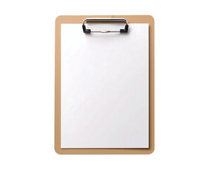 Clipboard with a blank sheet of paper attached mockup on transparent background