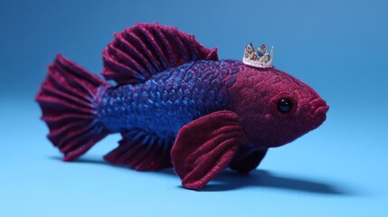 Vibrant blue Siamese fighting fish swims in an aquarium, a colorful aquatic pet