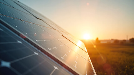 Fototapeta premium Solar Panels Capturing Morning Sunlight 