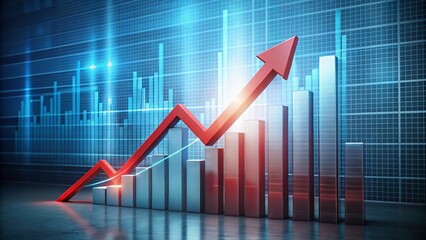 Upward Trend: Minimalist Business Growth Bar Graph Stock Photo