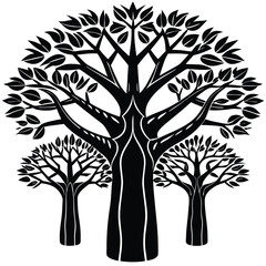 Obraz premium Baobab trees icon set isolated on white background