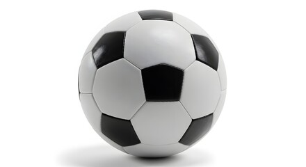 Fototapeta premium A close up studio shot of a black and white soccer ball isolated on a plain white background surface