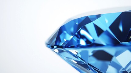 Close-up Blue Diamond, Facets, White Background, Luxury Jewelry