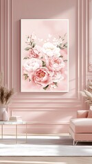 Pink Floral Wall Art Room