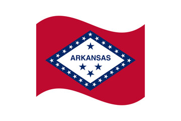 Flag of Arkansas. Arkansas wavy flag digital vector illustration. Fluttering flag.