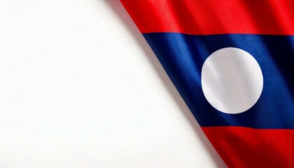 Laos flag on white background. copy space 