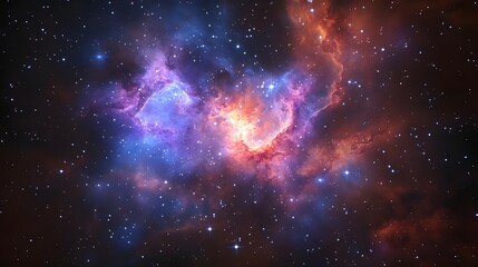 Obraz premium Vibrant Cosmic Scene Showcasing Colorful Nebulae in Space