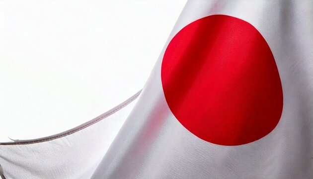 Japan flag on white background. copy space