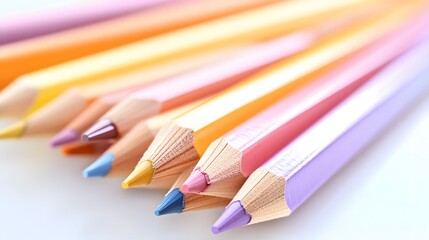 Obraz premium Colorful Pastel Pencils Close Up Shot