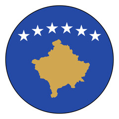 Flag of Kosovo. Black edge. Kosovo circle flag logo icon computer vector illustration design.