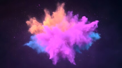 Vibrant Pink Blue Orange Powder Explosion Abstract Background