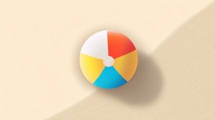 Fototapeta premium Colorful Beach Ball on Sandy Surface Illustrating Fun Summer Activities and Beach Vibes