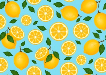 Seamless pattern of lemons and lemon