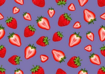 Seamless pattern of strawberries and strawberry