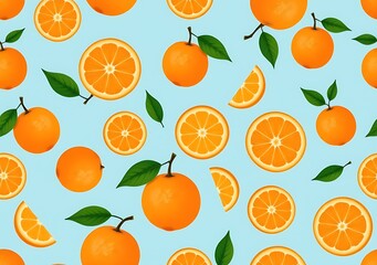 Seamless pattern of oranges and orange