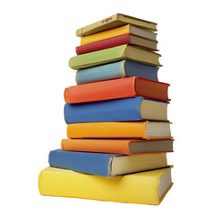 A stack of colorful books  A collection of various hardcovers arranged in a neat pile  Different shades of vibrant colors
