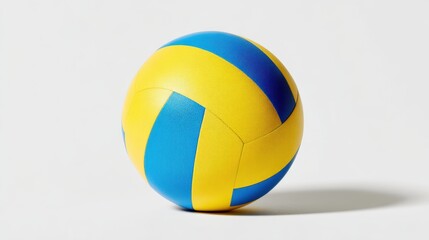 Bright Yellow and Blue Volleyball on Light Background for Sports and Fitness Themes